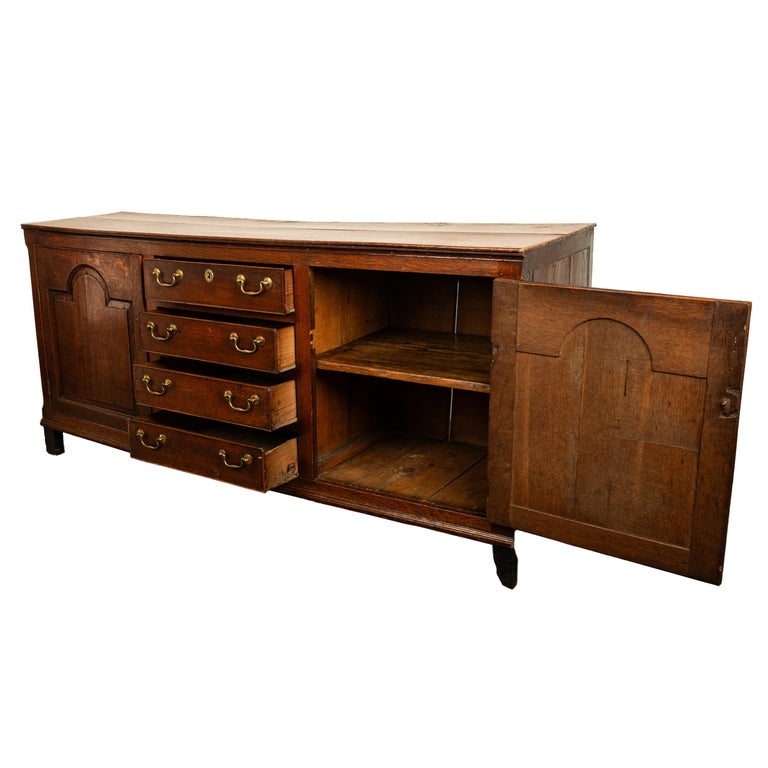 Antique 18th Century Georgian Country Oak Dresser Base Server 4 Drawers 1790