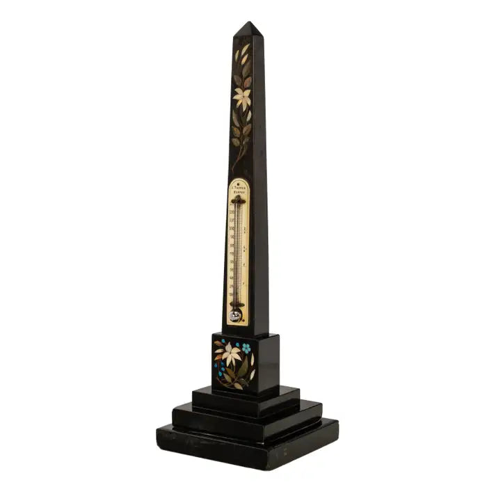 Antique Pietra Dura Marble Ashford Desk Obelisk Thermometer Buxton Derbyshire Circa 1860