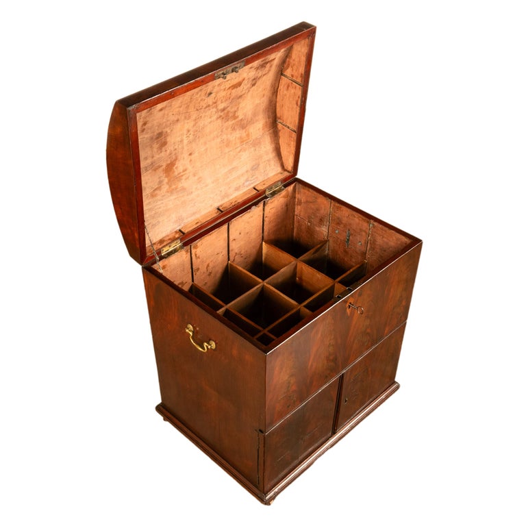 Antique Georgian Mahogany Domed Top Wine Liquor Cellarette Cabinet Box 1780