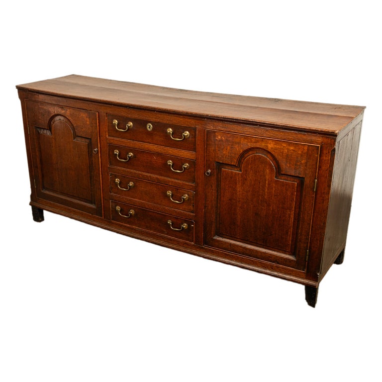 Antique 18th Century Georgian Country Oak Dresser Base Server 4 Drawers 1790