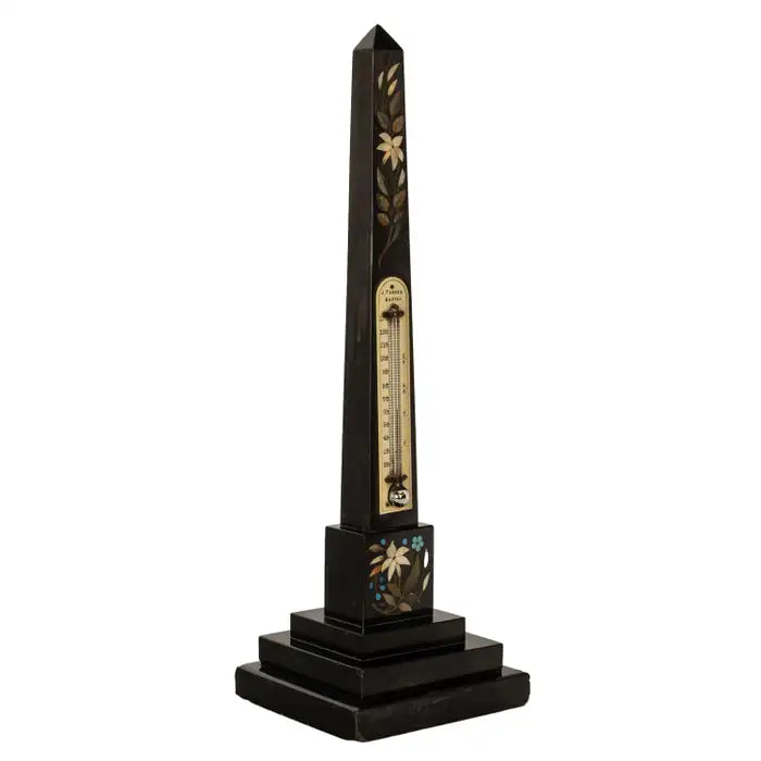 Antique Pietra Dura Marble Ashford Desk Obelisk Thermometer Buxton Derbyshire Circa 1860
