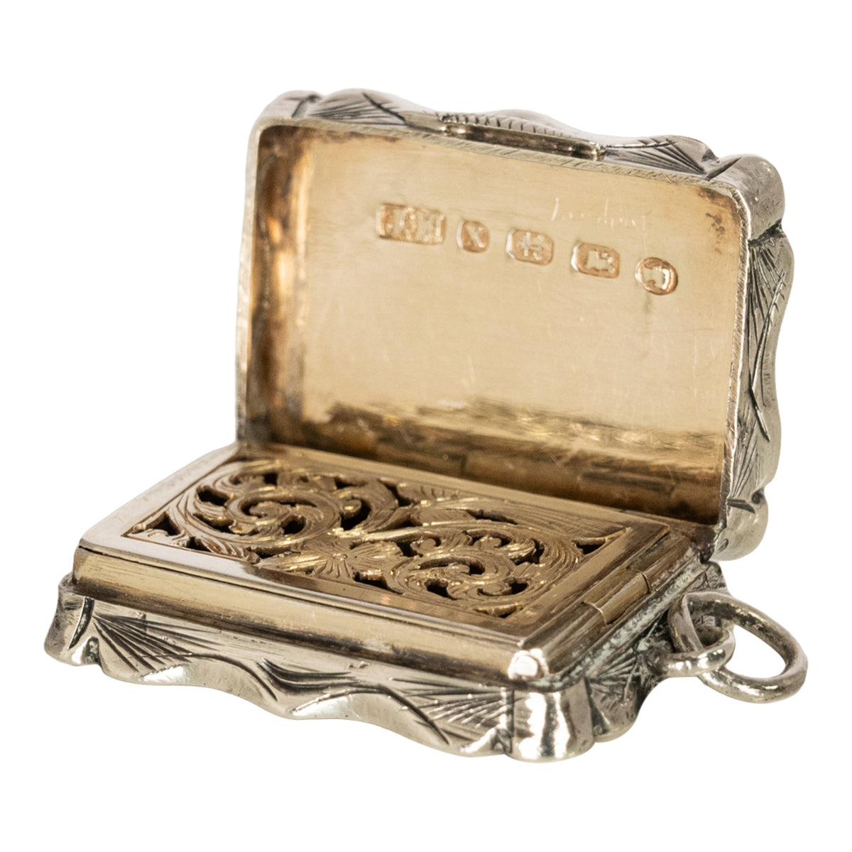 Antique Sterling Silver Miniature Vinaigrette Locket James Fenton Birmingham