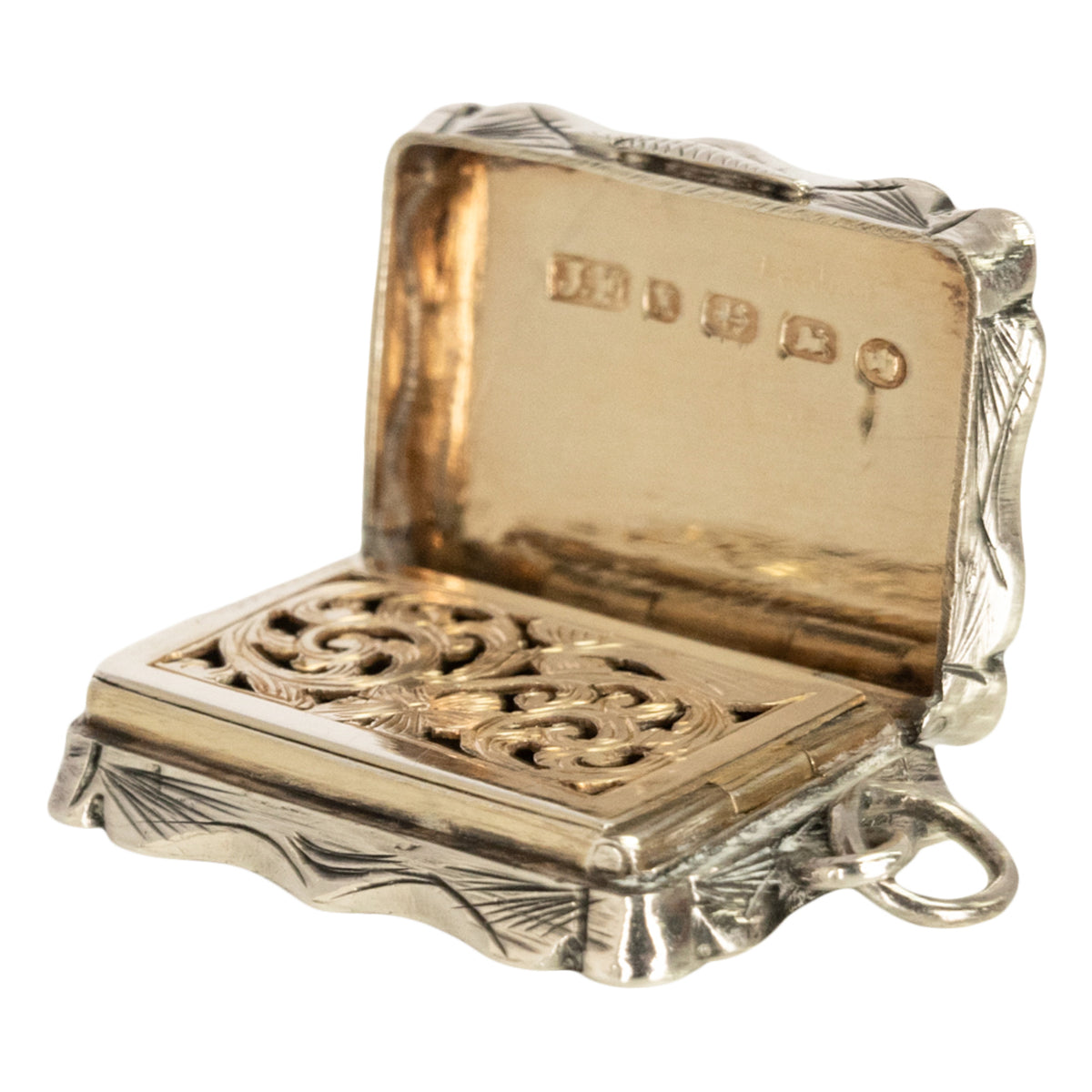 Antique Sterling Silver Miniature Vinaigrette Locket James Fenton Birmingham