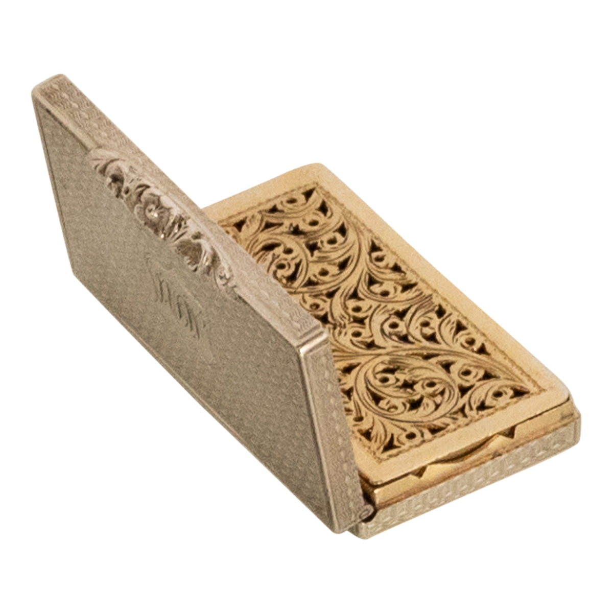 Antique Sterling Silver Gilt Engraved Vinaigrette Birmingham Gervase Wheeler