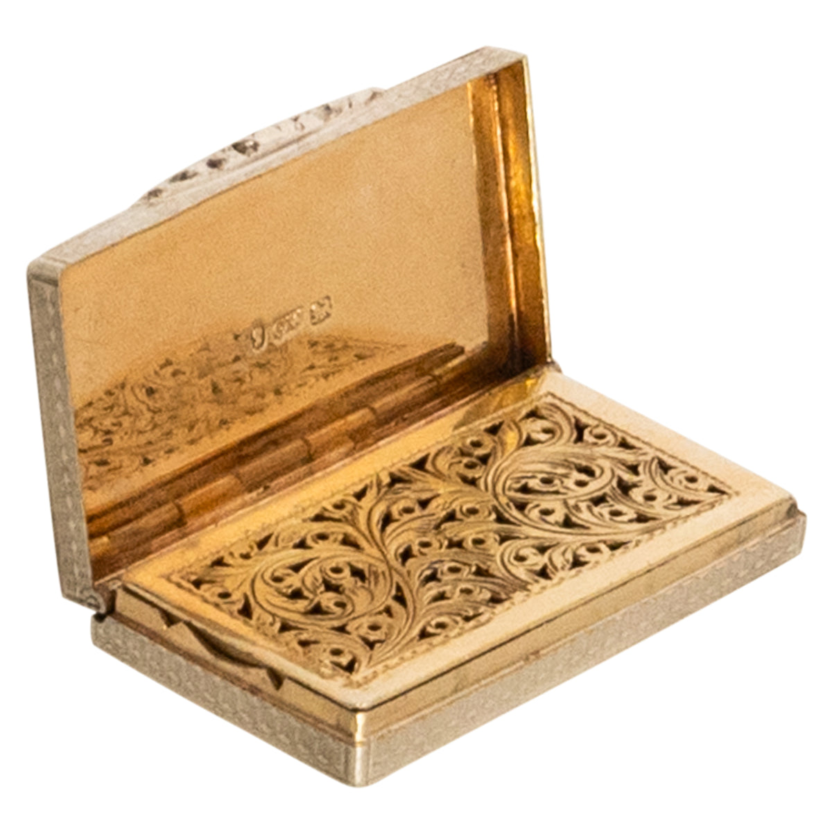Antique Sterling Silver Gilt Engraved Vinaigrette Birmingham Gervase Wheeler