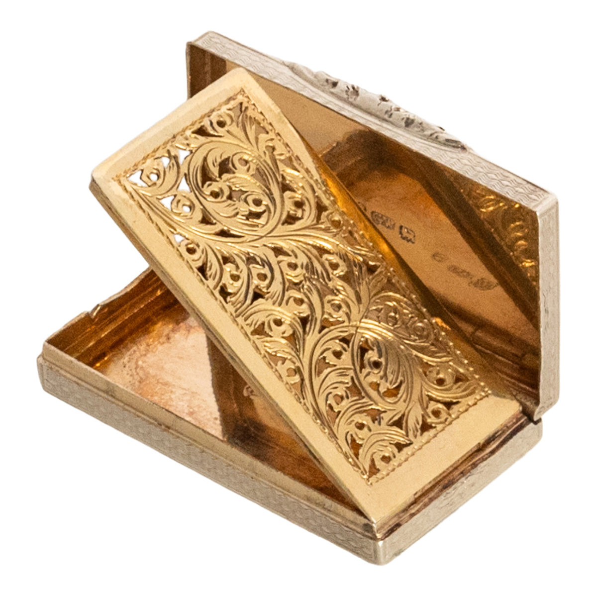 Antique Sterling Silver Gilt Engraved Vinaigrette Birmingham Gervase Wheeler