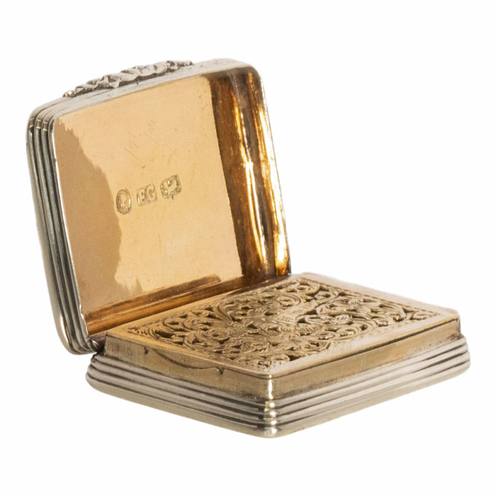 Fine Antique Sterling Silver Gilt Vinaigrette Francis Clarke Birmingham 1841