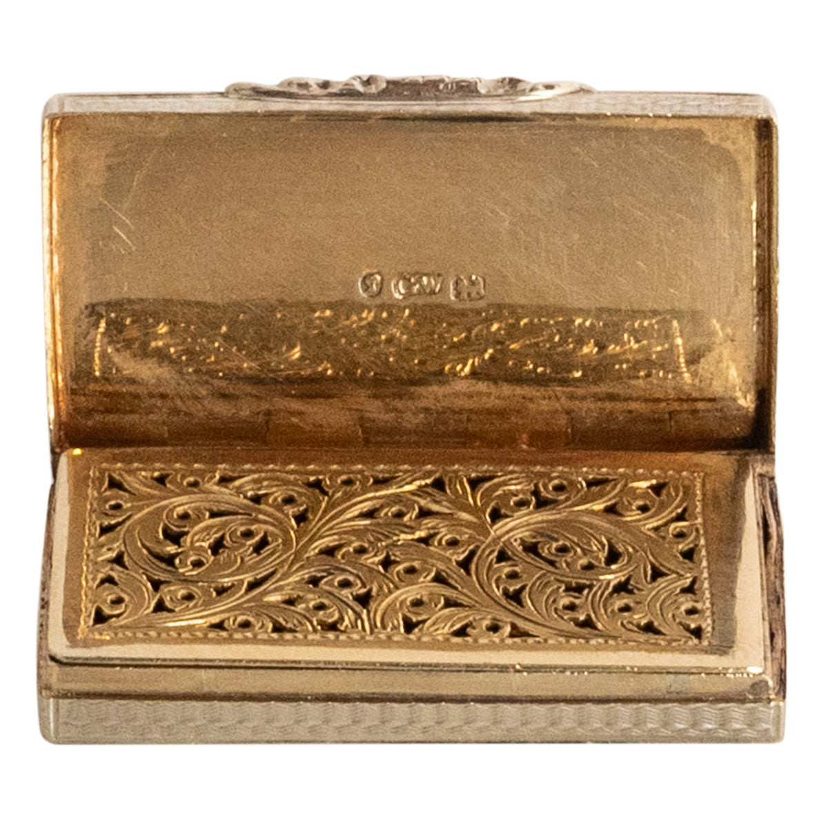 Antique Sterling Silver Gilt Engraved Vinaigrette Birmingham Gervase Wheeler