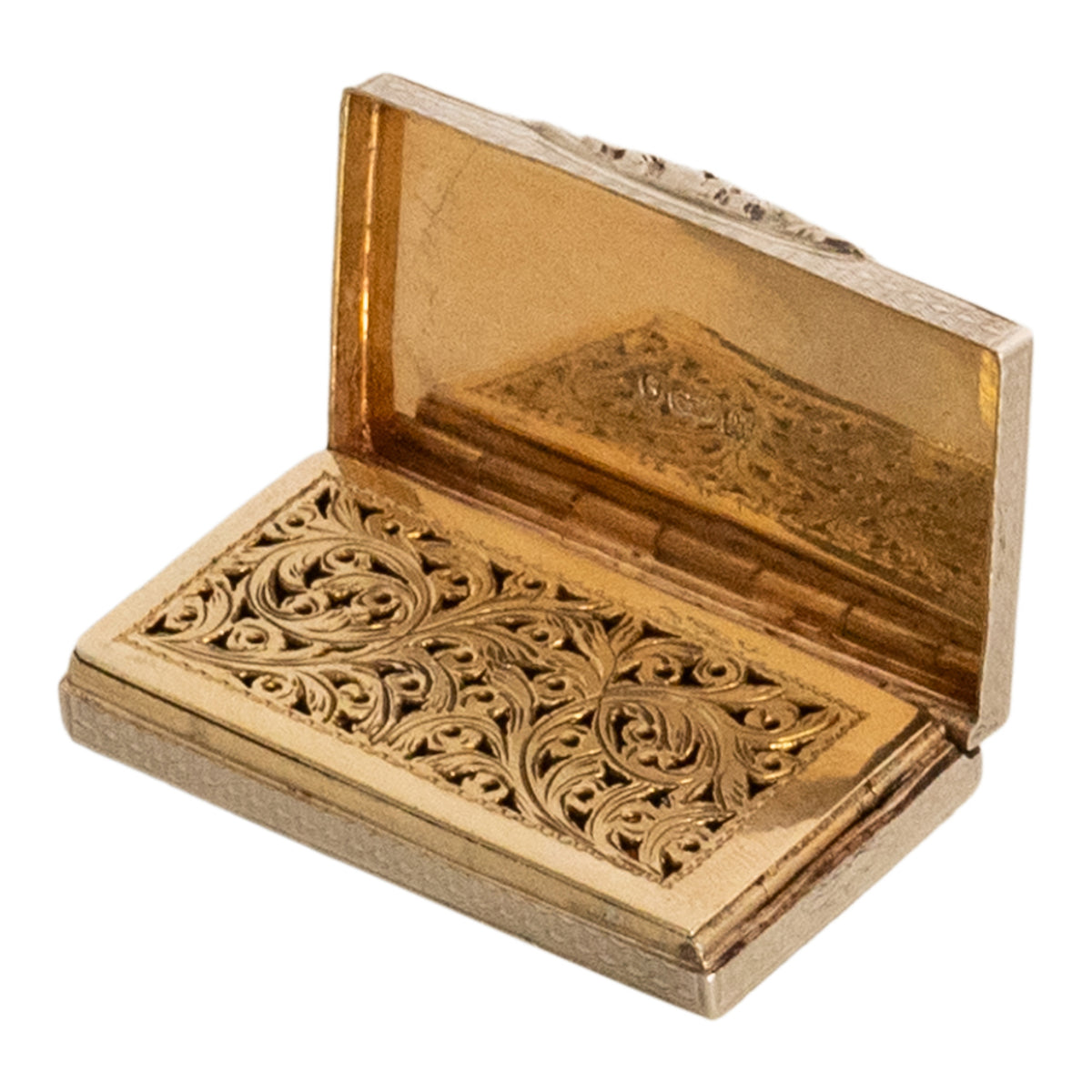 Antique Sterling Silver Gilt Engraved Vinaigrette Birmingham Gervase Wheeler