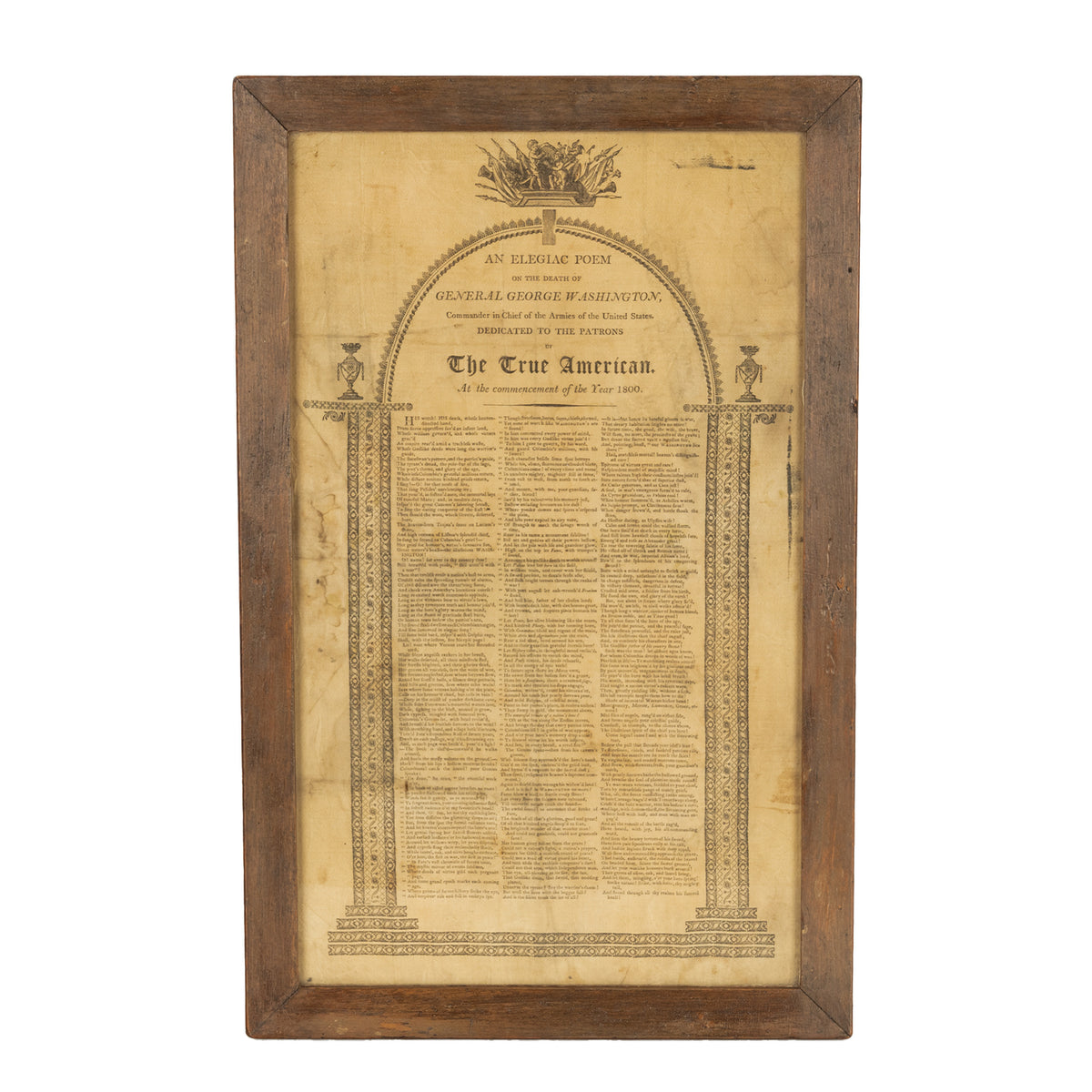 Antique Silk Broadside An Elegiac Poem Death of President George Washington 1800