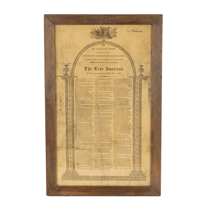 Antique Silk Broadside An Elegiac Poem Death of President George Washington 1800