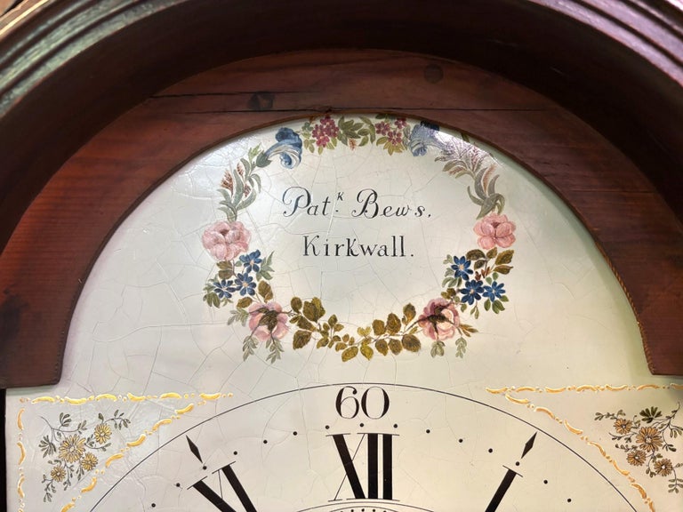 Antique Georgian Scottish Orkney Island Inlaid Mahogany Tall Case 8 day Grandfather Clock 1810