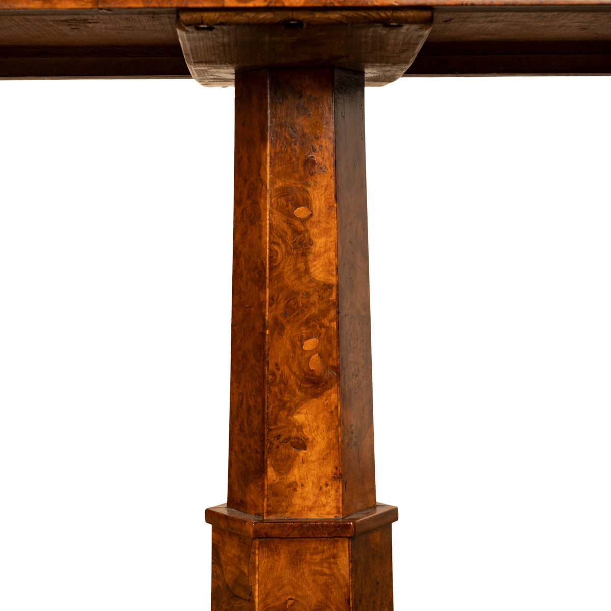 Rare Antique Burr Burl Elm Georgian Regency Two Drawer Pedestal Side Table 1825
