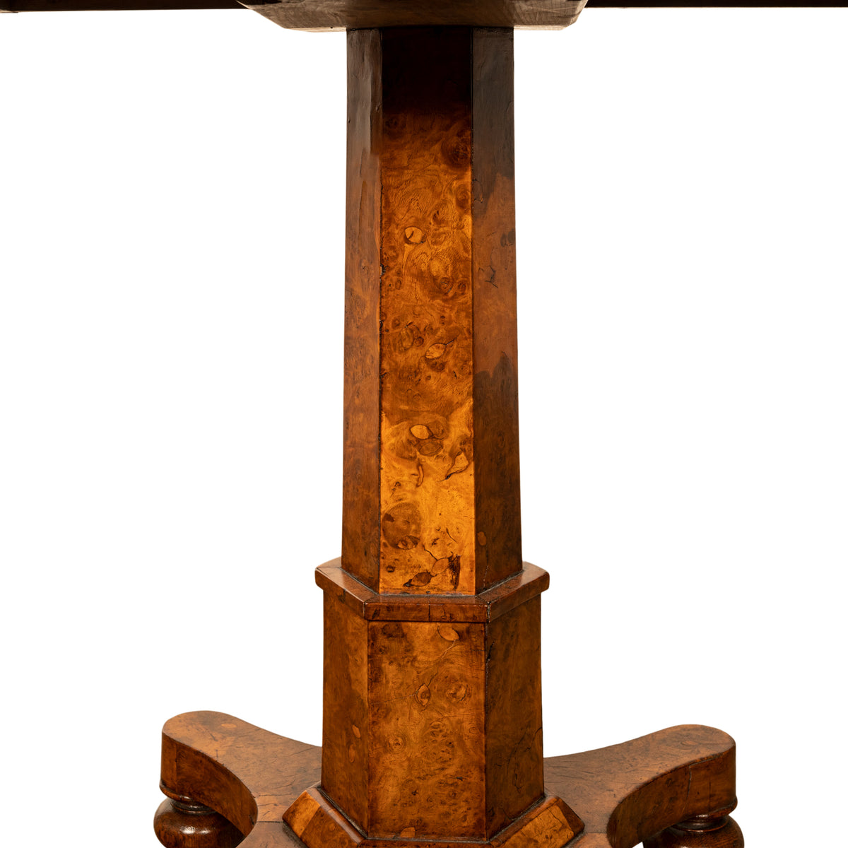 Rare Antique Burr Burl Elm Georgian Regency Two Drawer Pedestal Side Table 1825