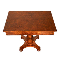 Rare Antique Burr Burl Elm Georgian Regency Two Drawer Pedestal Side Table 1825