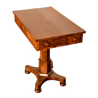 Rare Antique Burr Burl Elm Georgian Regency Two Drawer Pedestal Side Table 1825
