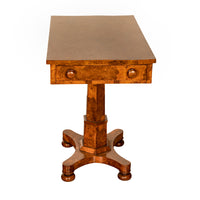 Rare Antique Burr Burl Elm Georgian Regency Two Drawer Pedestal Side Table 1825