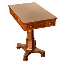 Rare Antique Burr Burl Elm Georgian Regency Two Drawer Pedestal Side Table 1825