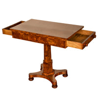 Rare Antique Burr Burl Elm Georgian Regency Two Drawer Pedestal Side Table 1825