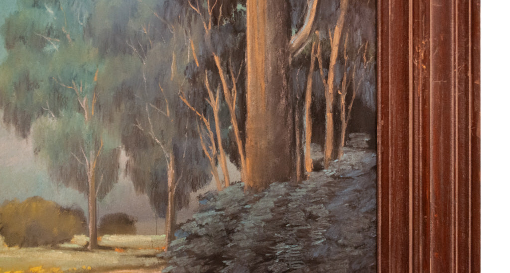 Antique American Impressionist Pastel Landscape Painting Alameda California by Edwin C. Siegfried, 1930