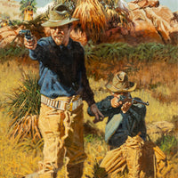 Western Cowboy Oil on Canvas Spanish American War "Rough Riders" Don Prechtel