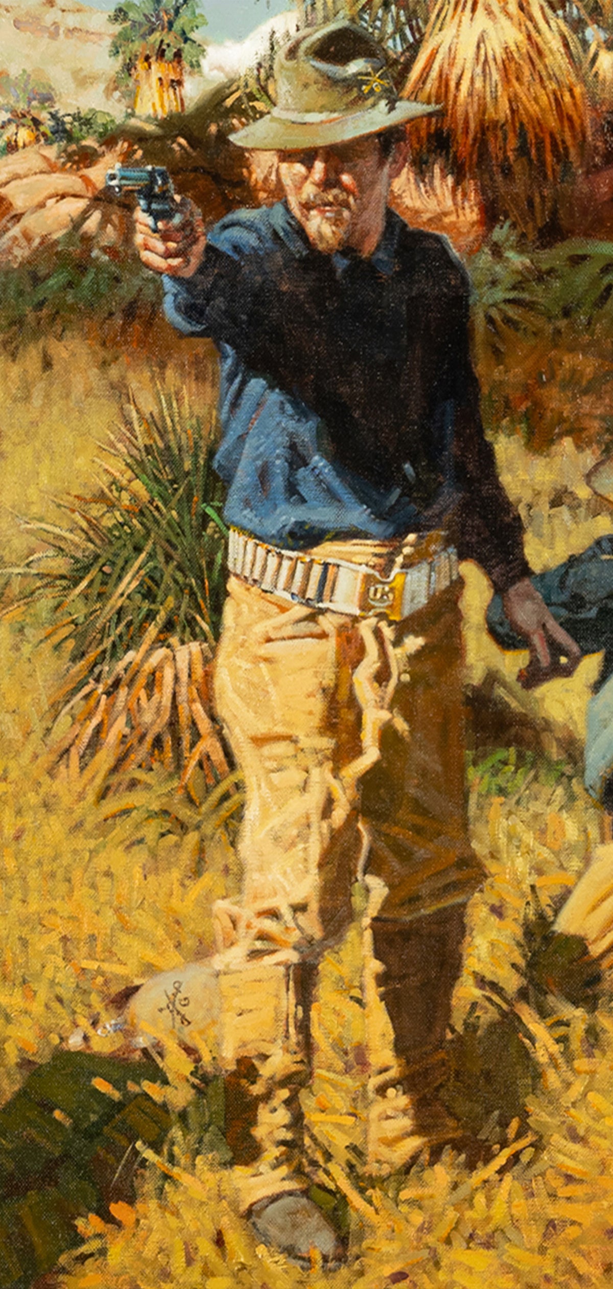 Western Cowboy Oil on Canvas Spanish American War "Rough Riders" Don Prechtel