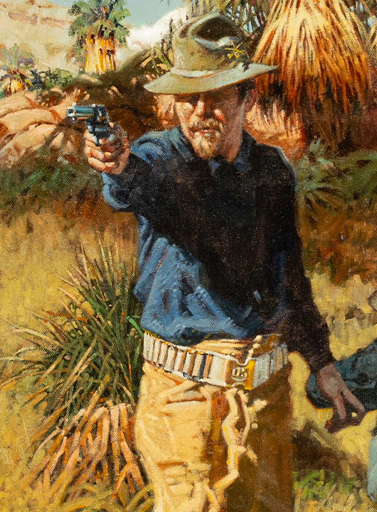 Western Cowboy Oil on Canvas Spanish American War "Rough Riders" Don Prechtel