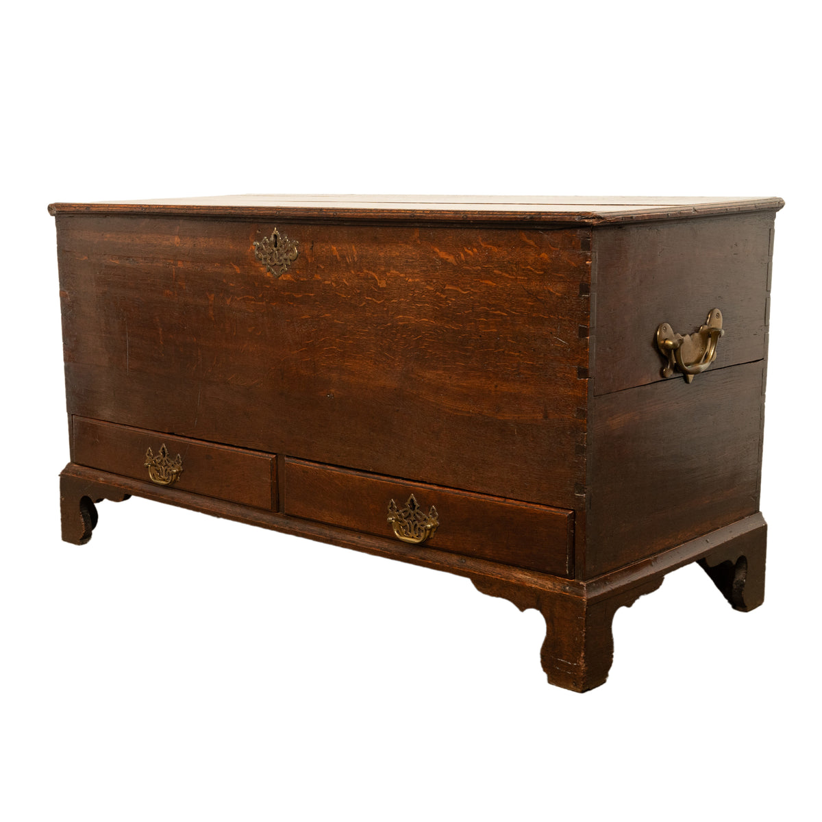 Antique George III Georgian Oak Dovetailed Mule Chest Coffer Drawers 1760