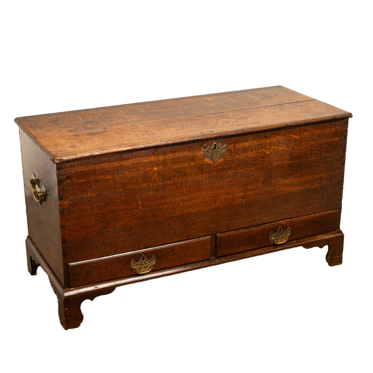 Antique George III Georgian Oak Dovetailed Mule Chest Coffer Drawers 1760
