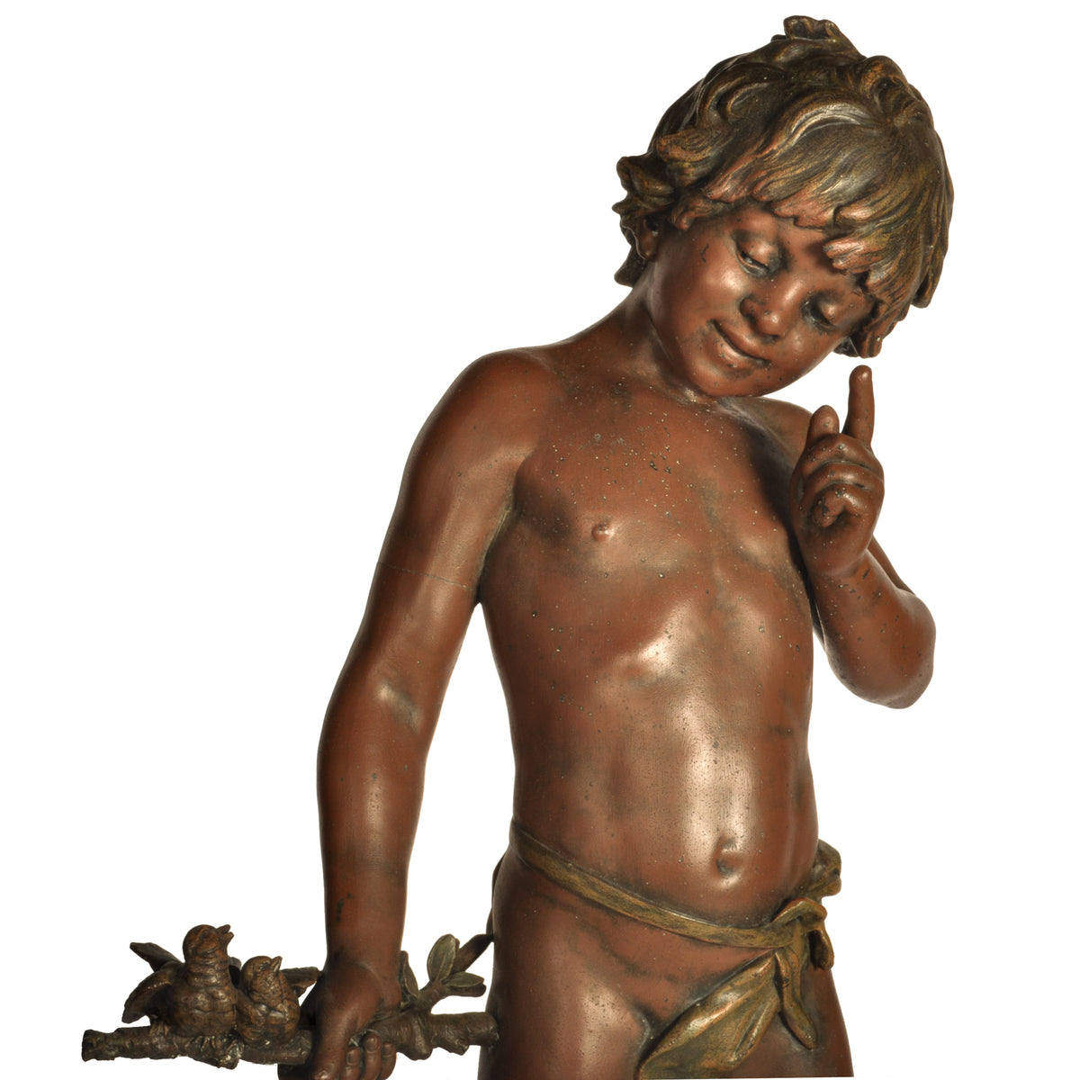 Antique Large French Bronze Spelter Statue Sculpture Figure of Pan "Charmeur" By Auguste Moreau 1900