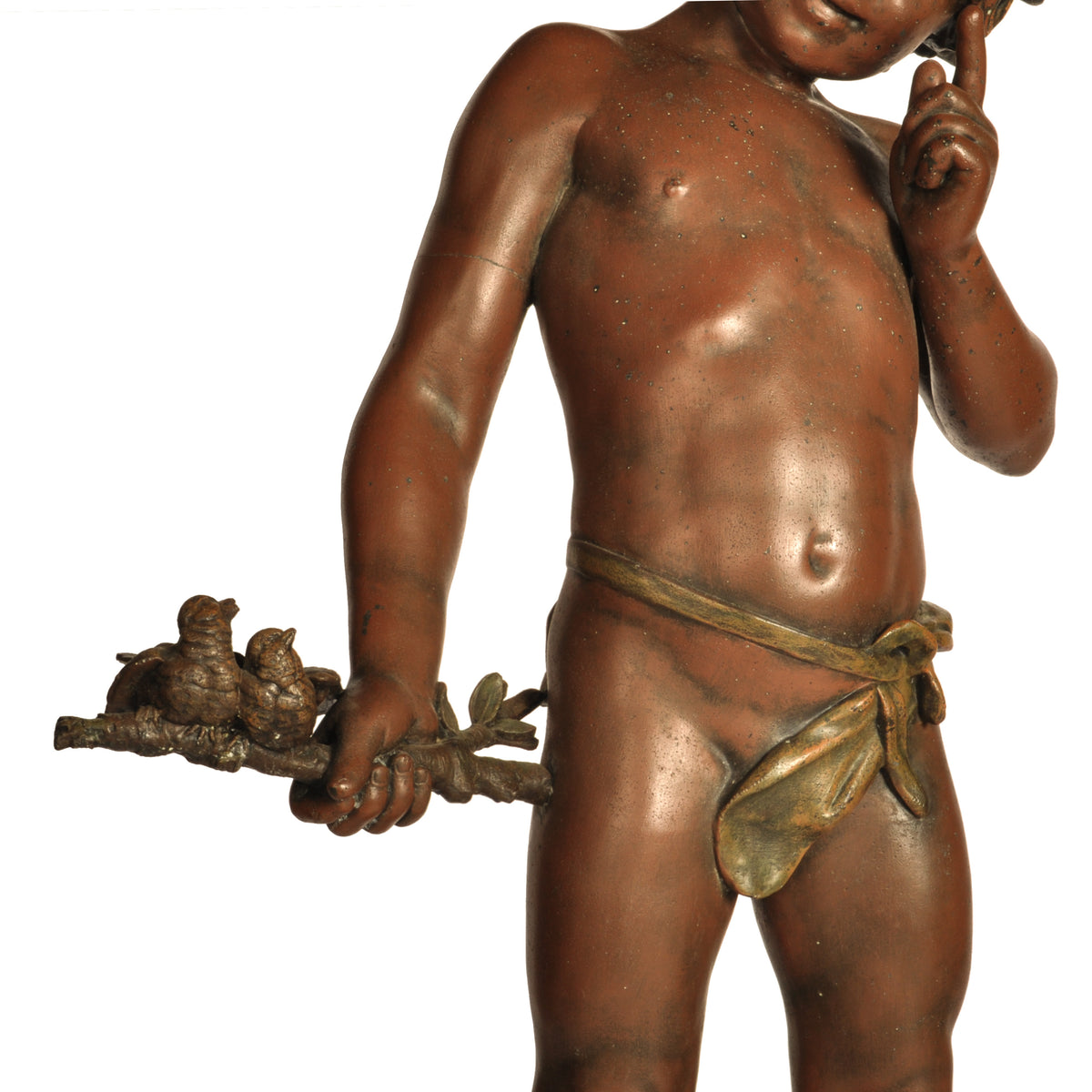 Antique Large French Bronze Spelter Statue Sculpture Figure of Pan "Charmeur" By Auguste Moreau 1900