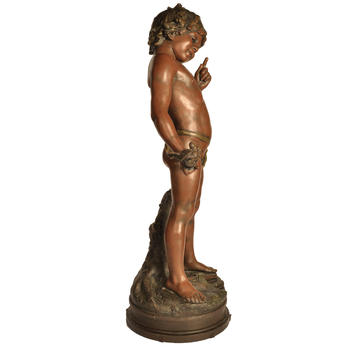 Antique Large French Bronze Spelter Statue Sculpture Figure of Pan "Charmeur" By Auguste Moreau 1900