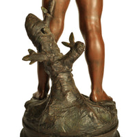 Antique Large French Bronze Spelter Statue Sculpture Figure of Pan "Charmeur" By Auguste Moreau 1900