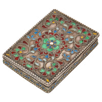 Antique Greek Civil War Pure Silver Cloisonne Case Engraved Athens Army Day 1946