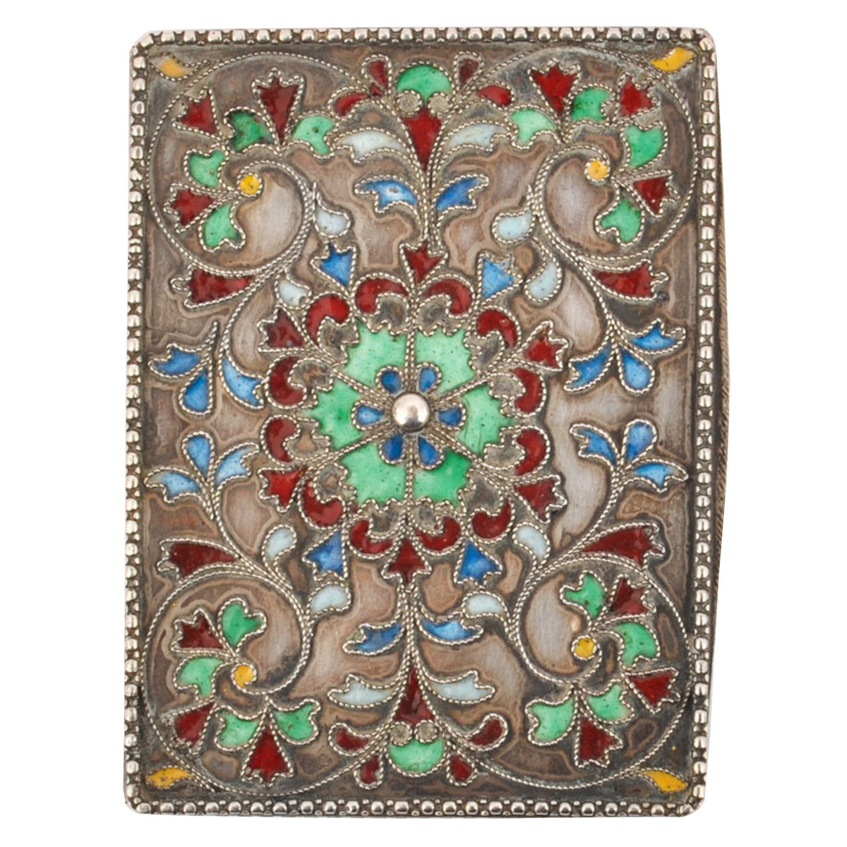 Antique Greek Civil War Pure Silver Cloisonne Case Engraved Athens Army Day 1946