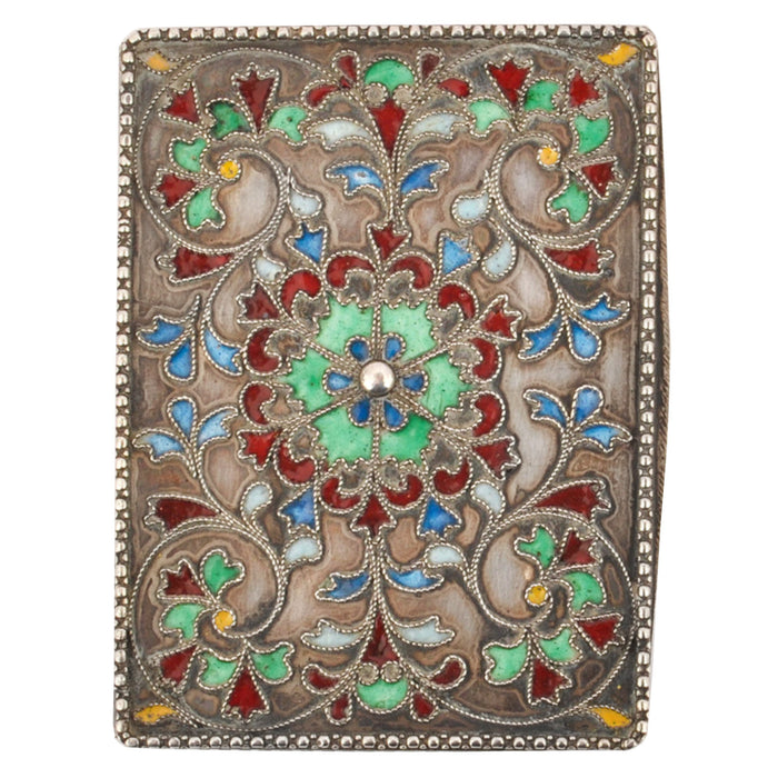 Antique Greek Civil War Pure Silver Cloisonne Case Engraved Athens Army Day 1946