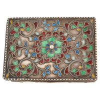 Antique Greek Civil War Pure Silver Cloisonne Case Engraved Athens Army Day 1946