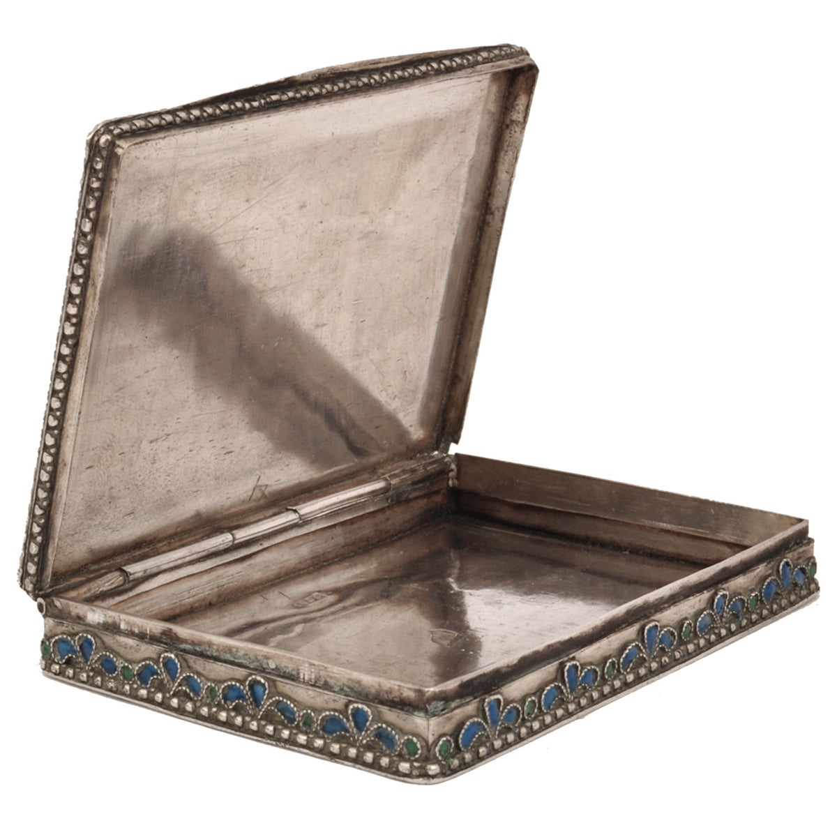 Antique Greek Civil War Pure Silver Cloisonne Case Engraved Athens Army Day 1946