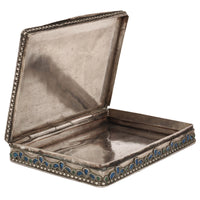 Antique Greek Civil War Pure Silver Cloisonne Case Engraved Athens Army Day 1946