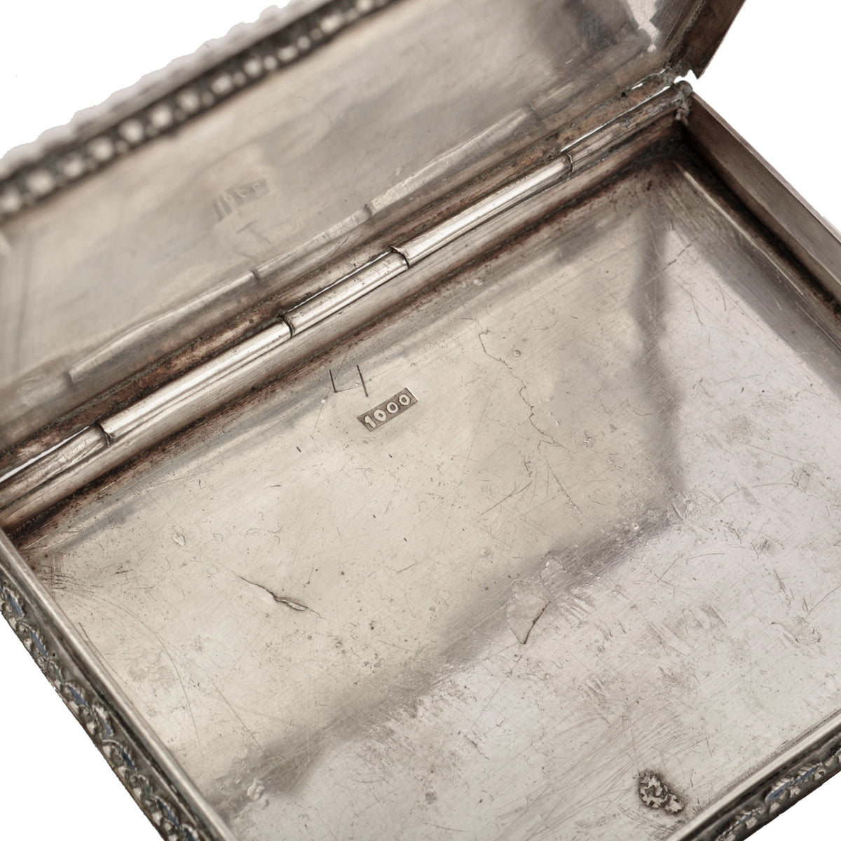 Antique Greek Civil War Pure Silver Cloisonne Case Engraved Athens Army Day 1946