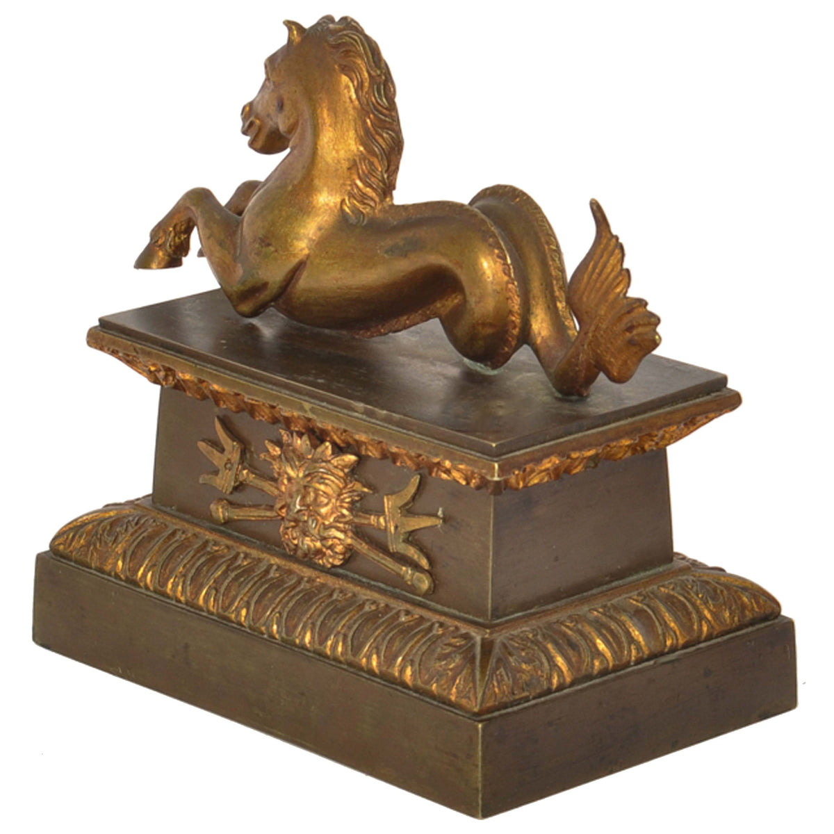 Antique French Grand Tour Bronze Statue Hippocampus Seahorse Desk Ornament 1820