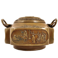 A good & large antique Meiji period Japanese bronze brazier, koro or handwarmer