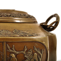 A good & large antique Meiji period Japanese bronze brazier, koro or handwarmer