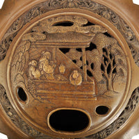 A good & large antique Meiji period Japanese bronze brazier, koro or handwarmer