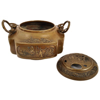 A good & large antique Meiji period Japanese bronze brazier, koro or handwarmer