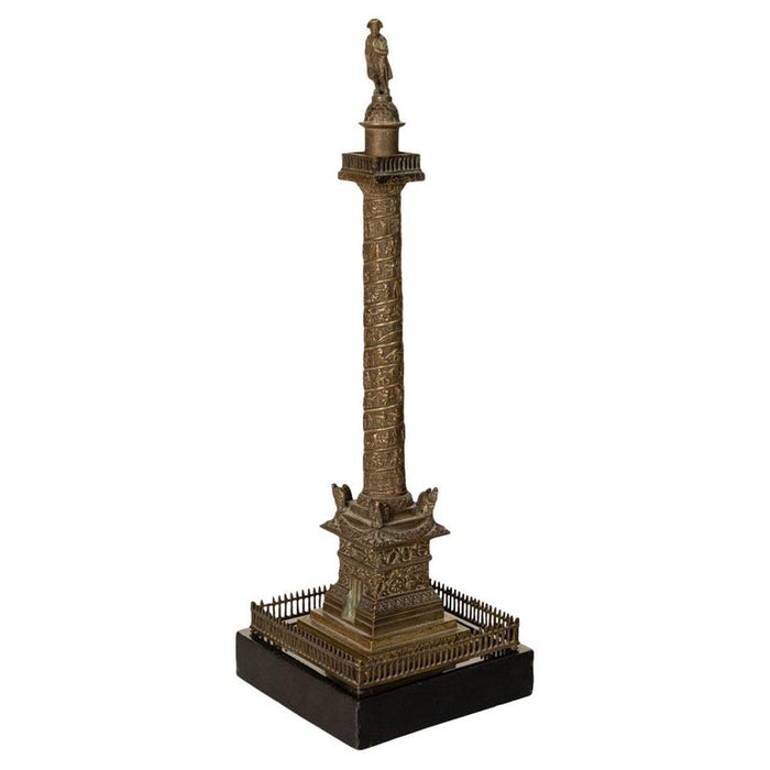 Antique French Grand Tour Bronze Desk Statue Sculpture Napoleon Column Vendome Paris 1860
