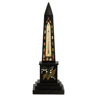 Antique Pietra Dura Marble Desk Obelisk Thermometer Ashford Blue John Derbyshire Circa 1860