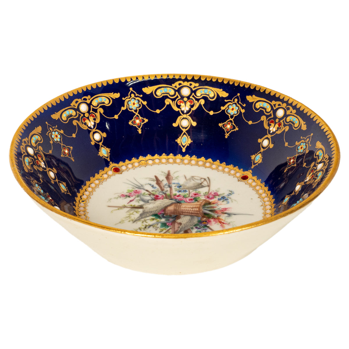 Antique 18th Century French Louis XV Sevres Porcelain Cup Saucer by Chulot 1758
