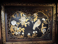 Antique Japanese Lacquer Inlaid Hardwood Meiji Period Shibayama Shodana Cabinet Circa 1880