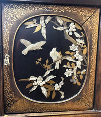 Antique Japanese Lacquer Inlaid Hardwood Meiji Period Shibayama Shodana Cabinet Circa 1880